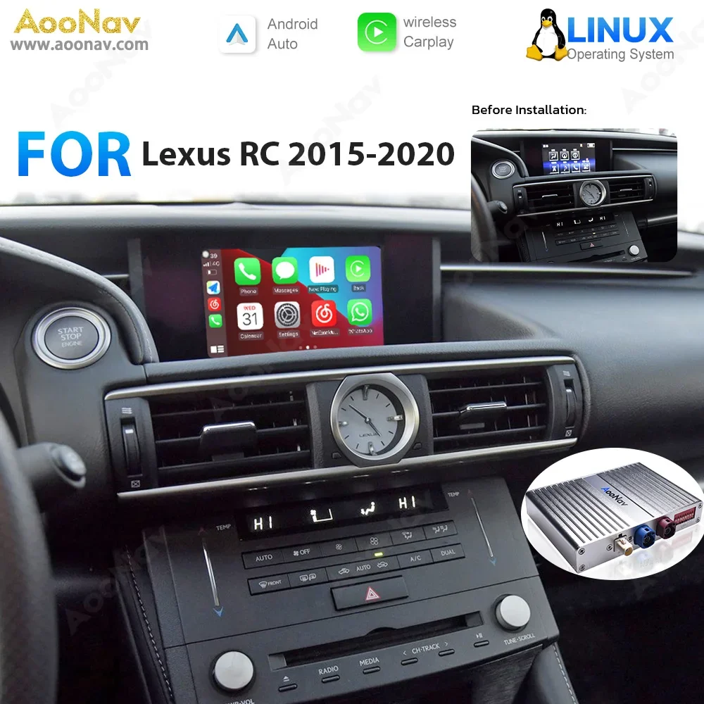 Mirror link Box bus adapter For Lexus RC 200t 300 300h 350 2015-2020 Stereo Oem Screen volant radio aux upgrade Linux System