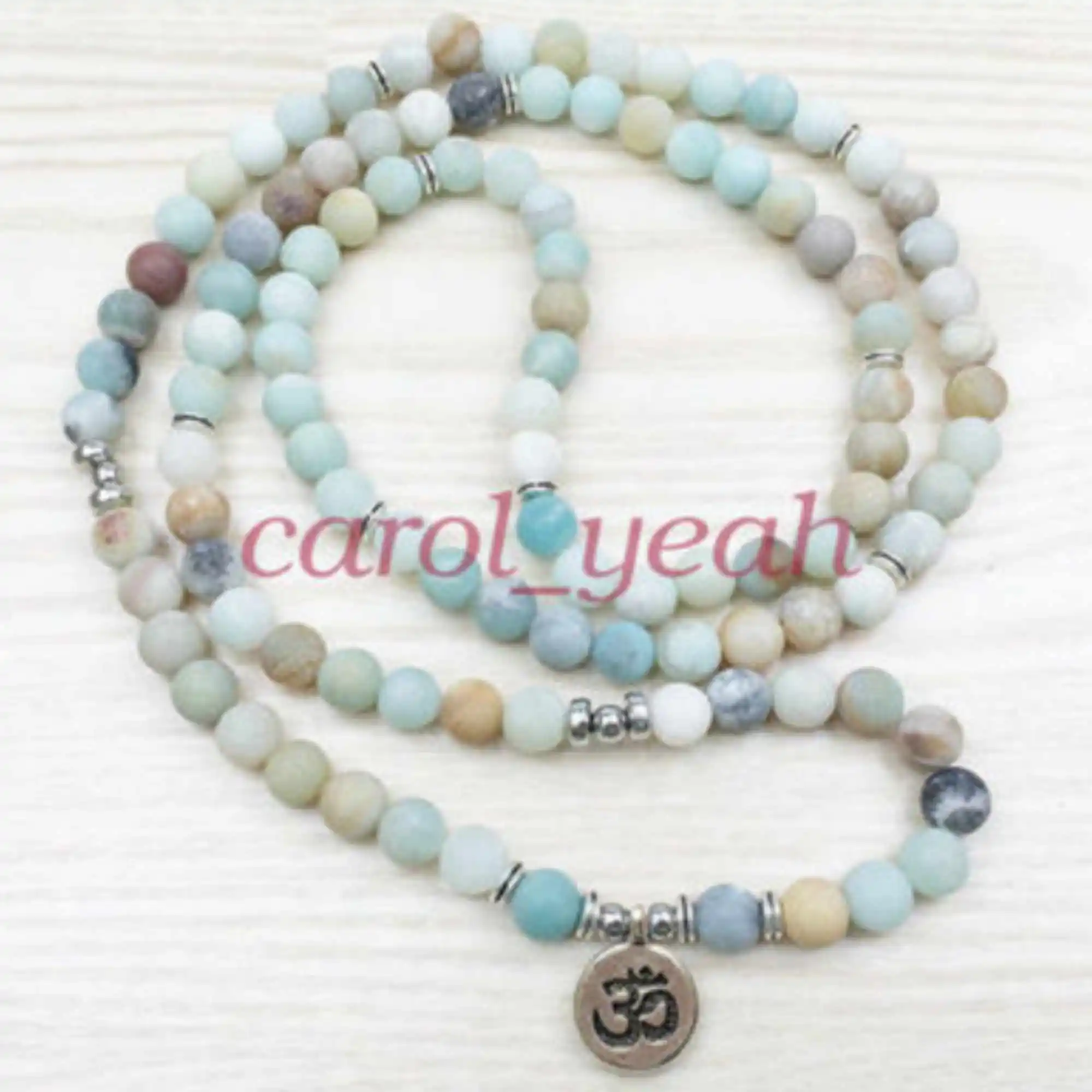 

8mm Natural 108 Scrub Amazonite beads pendant Bracelets necklace Peace Teens Handmade Unisex Stackable Prayer