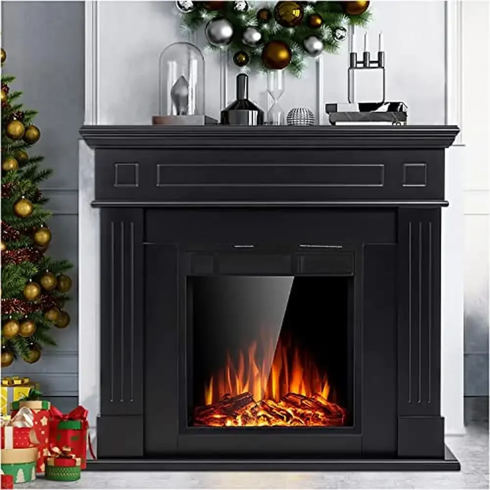 Electric Fireplace Heater Mantel Package Wooden Surround Firebox Log Remote Control 3D Technology ETL Certification 750W/1500W