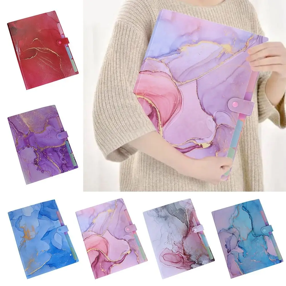 Marble Patterns File Folder Multi Layered Test Paper Storage Organizer PP Material Data File Bag Paintings Collection Book