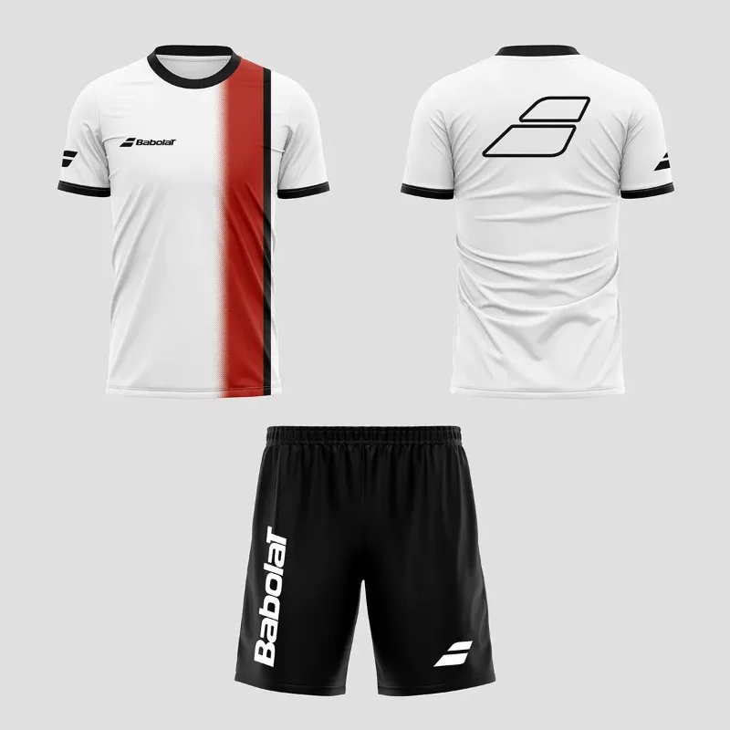 

New men's casual tennis clothing set summer quick-drying short-sleeved T-shirt drawstring shorts 2-piece loose sportswear set