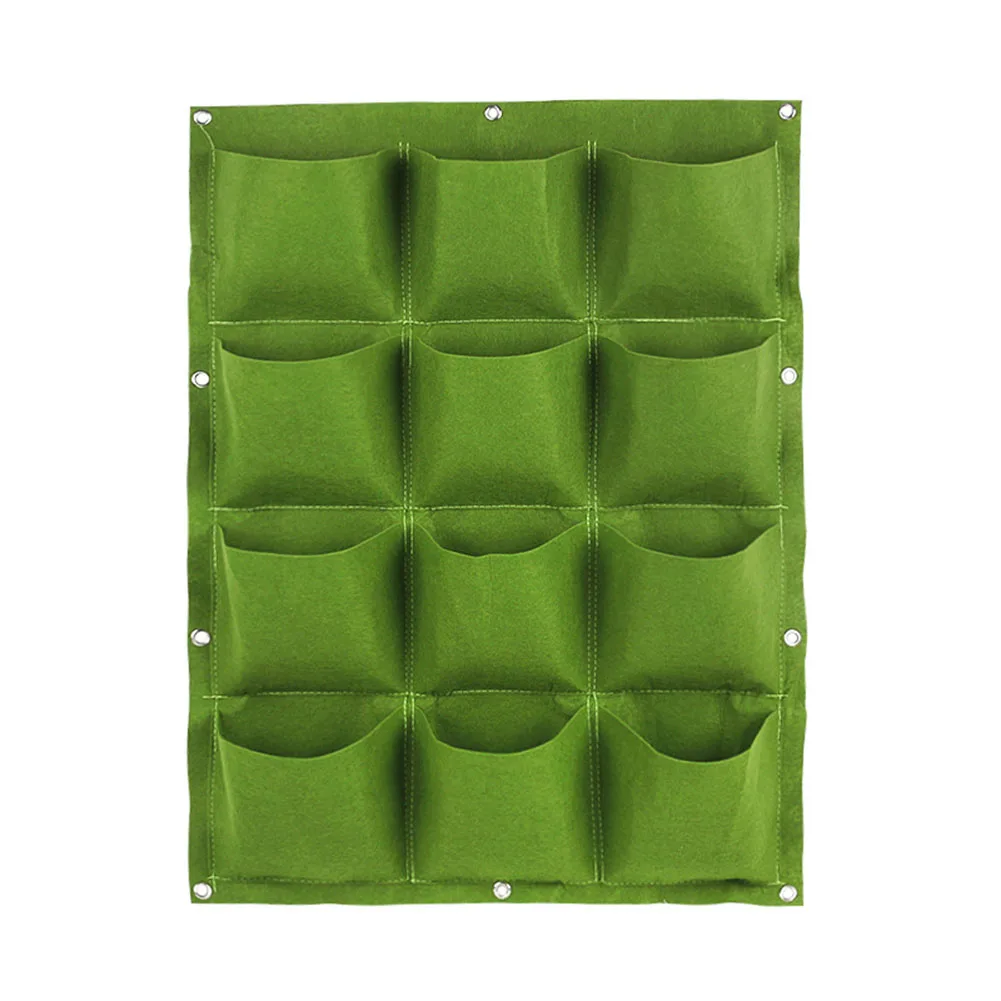 

12 Pockets Vertical garden flowerpot flower wall hanging Planter grow pots Fabrics Planting Bags Green Pocket Gardening tools Q1