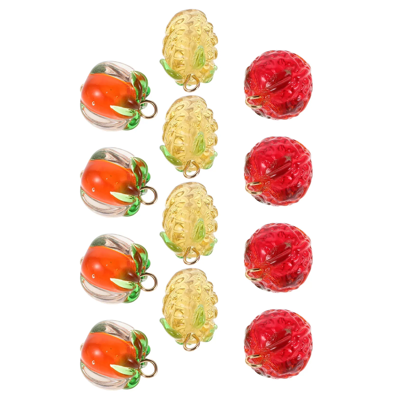 

12Pcs Fruit Charms Jewelry Making Resin Alloy DIY Persimmon Strawberry Pineapple Pendants Earrings Necklaces Bracelets