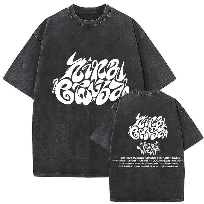 

Nina Chuba World Tour 2025 Vintage Washed T Shirts Men's Women Summer Hip Hop Fashion Cotton Short Sleeve T-Shirt Y2k Streetwear