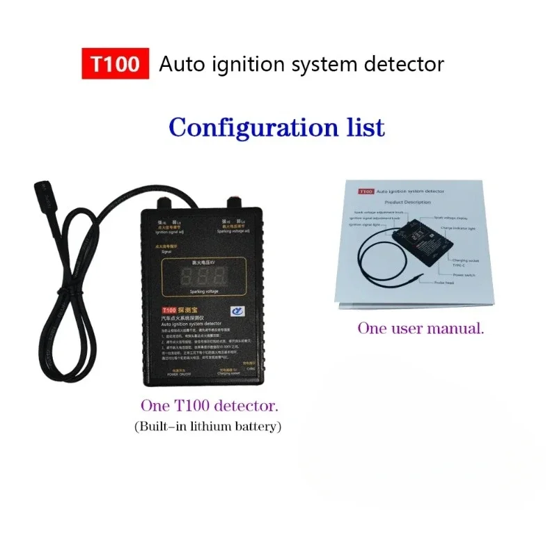 LINGXUN T100 Auto Ignition System Detector for 12V 24V Ignition System To Test Ignition Signal and Spark Voltage Car Tools