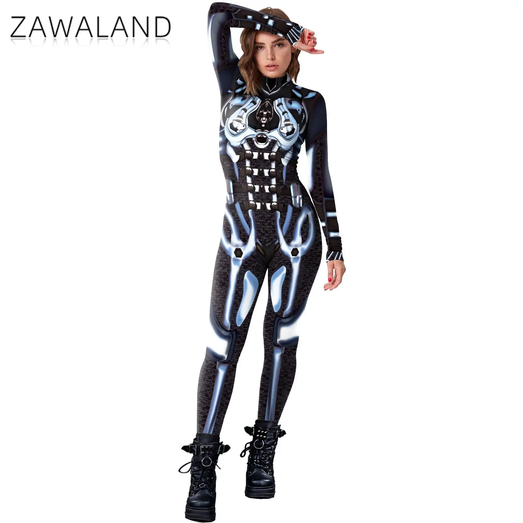 Halloween Cosplay Kostuum Zentai Vrouwen Bodysuit Mechanische Stijl Jumpsuit Festival Party Kledingstuk Pak Catsuit Anime Kleding