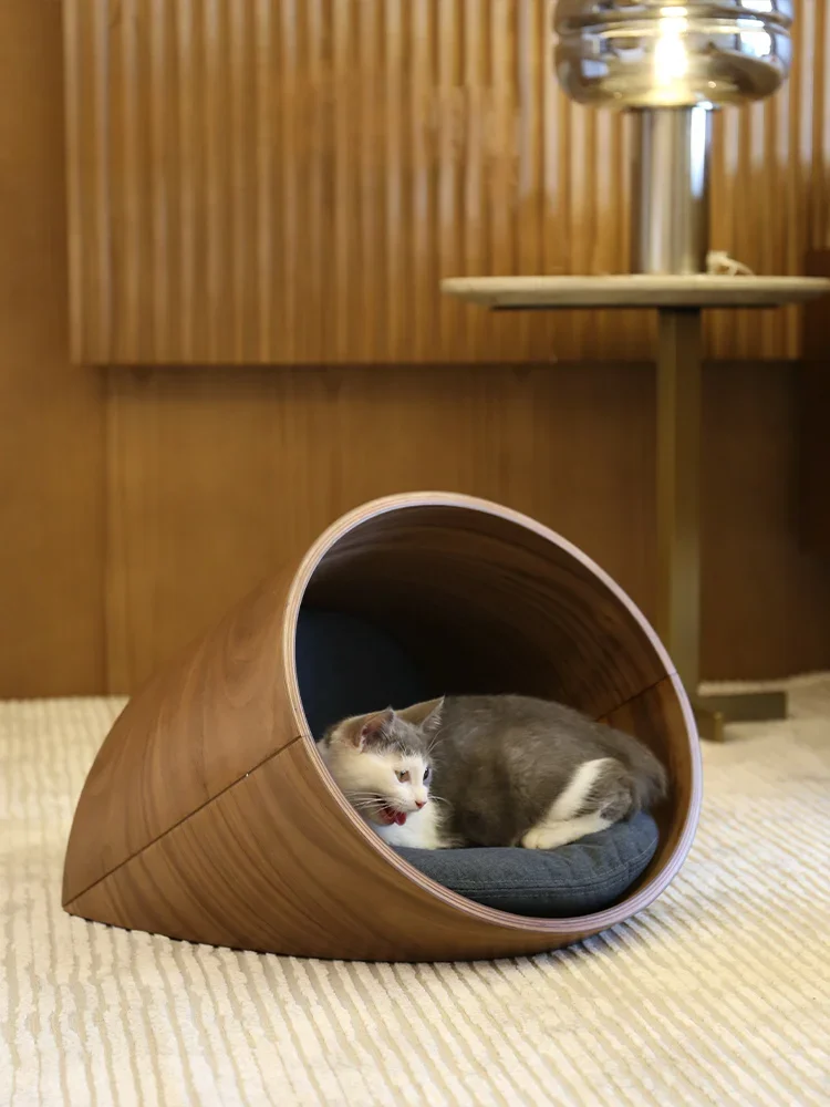 

Cat Nest Semi Enclosed Summer Solid Wood Customized Toy Cat House Four Seasons Universal Pet Nest For Kittens