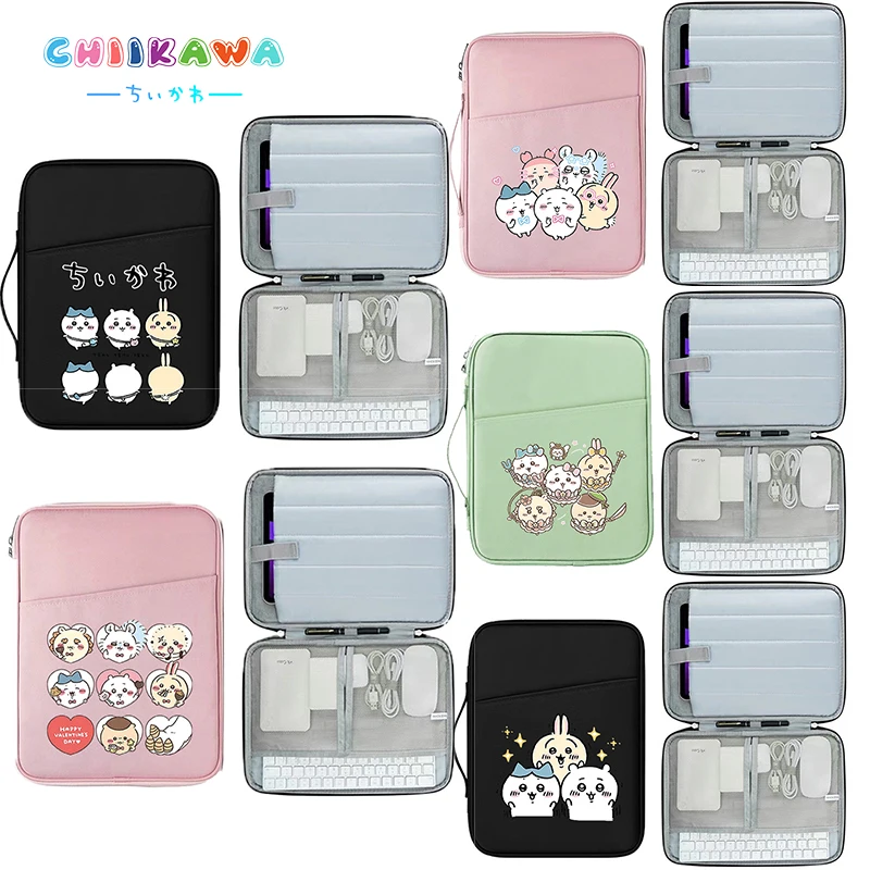 Chiikawas PU Leather Laptop Sleeve Bag Girl Cute Cartoon Water Resistant Notebook Protective Case 11/13/15.6Inch Laptop Bags New