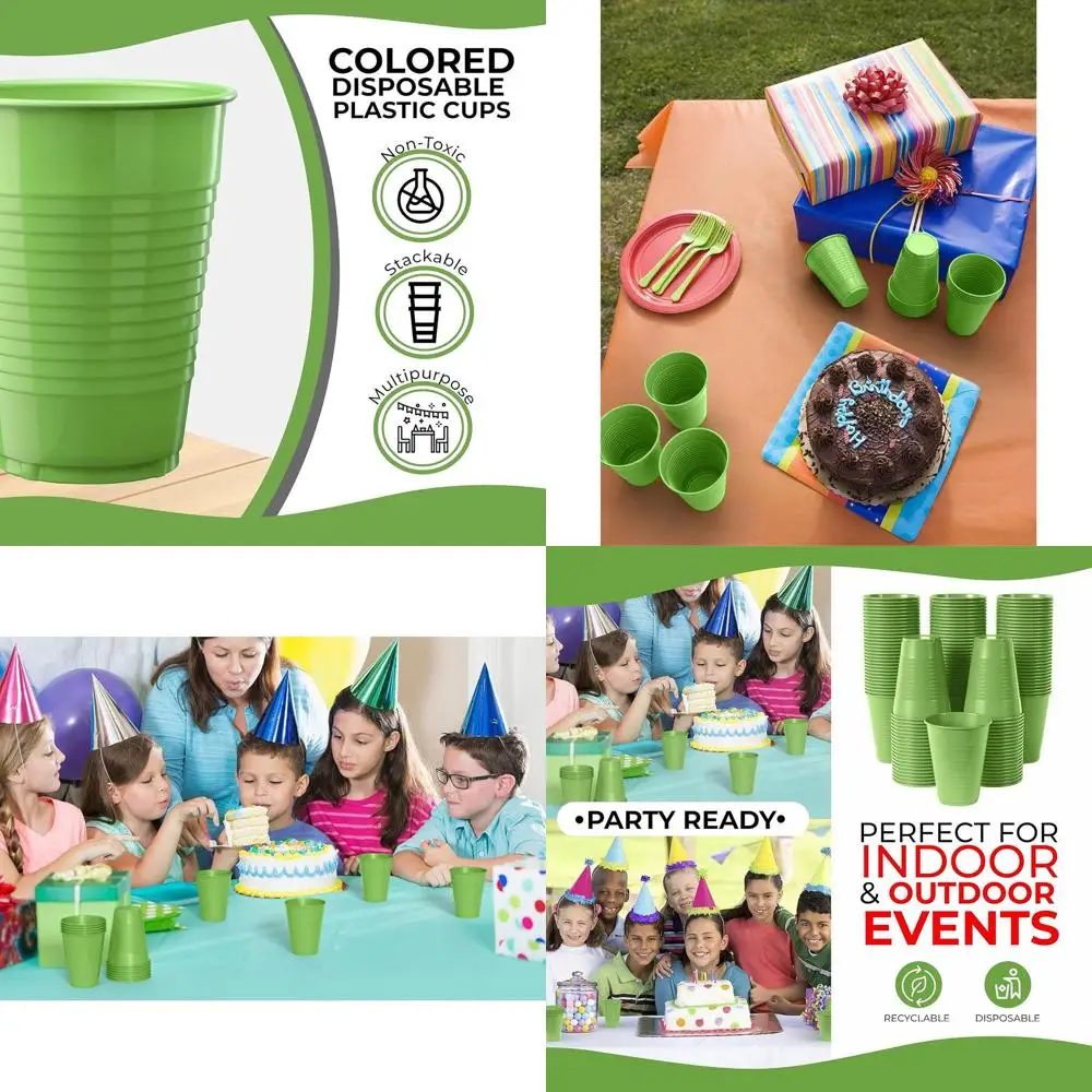 

12 oz Vibrant Plastic Party Cups - Disposable, BPA-Free, Pack of 600