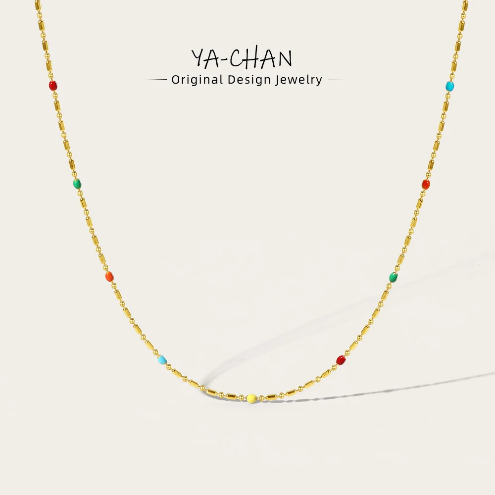 YACHAN Stainless Steel Gold Chain Enamel Splice Necklace for Women 18K Gold Plated Chains NecklacesNEW Trendy Jewelry Gift