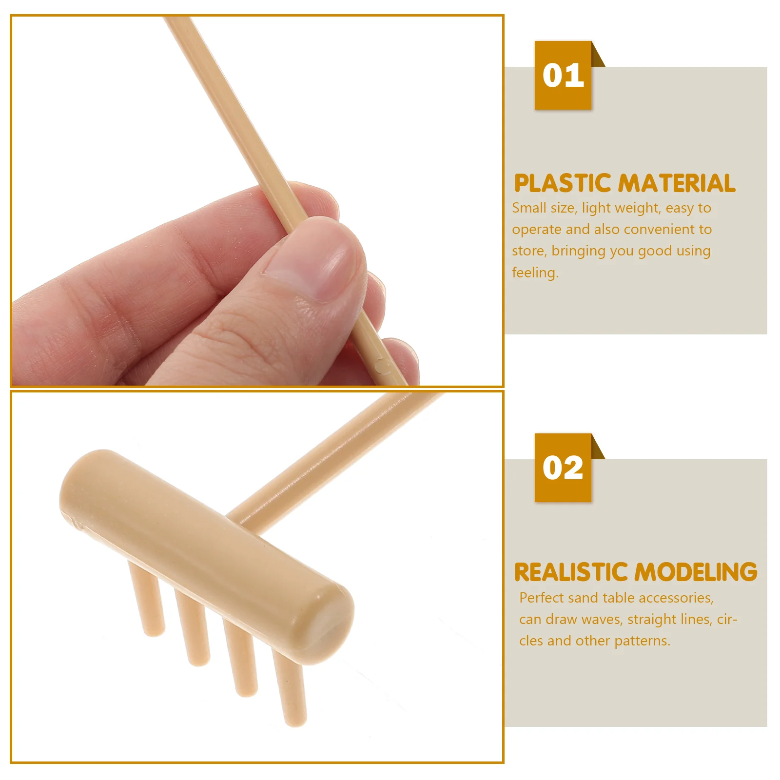 6 Pcs Sand Rake DIY Zen Rakes Sandbox Mini Wooden Meditation Micro Landscape Plastic Decorative Small Miniature Office Toys