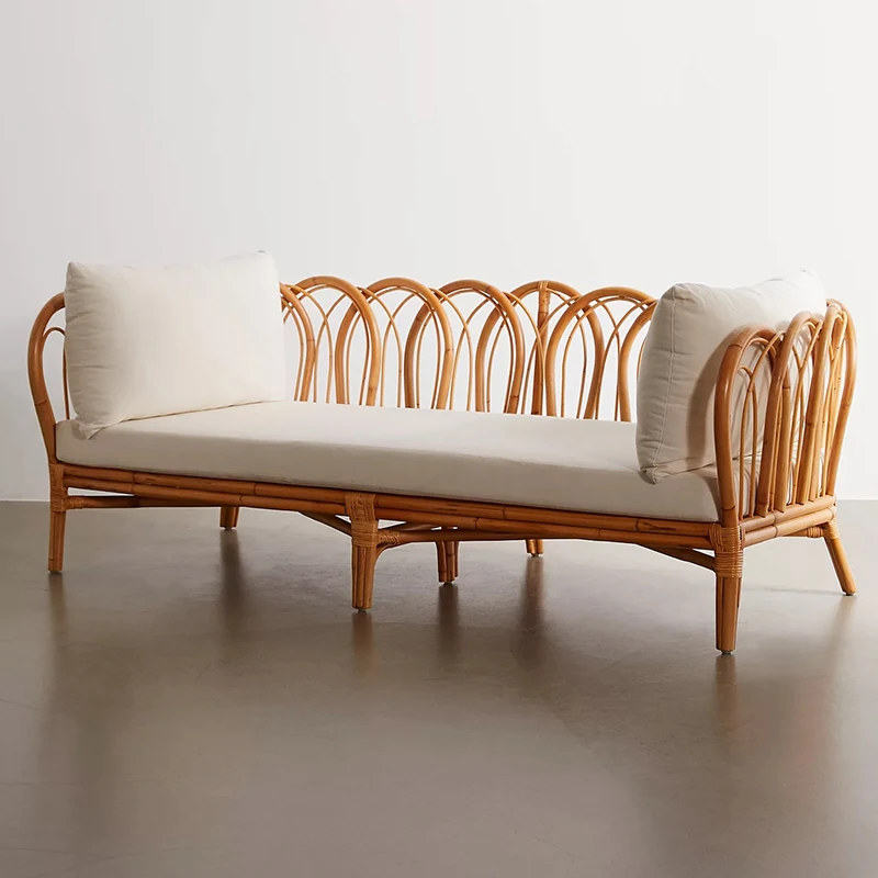 

Rattan sofa Nordic combination, bed and breakfast living room, modern real vine small apartment single