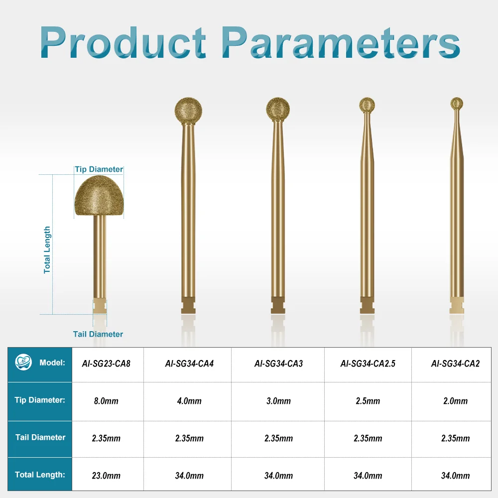 Wiertła dentystyczne CA 2,35 mm wiertła diamentowe 23 mm/26 mm/34 mm do implantów rękojeść chirurgiczna stomatologia części do polerowania 1 szt.