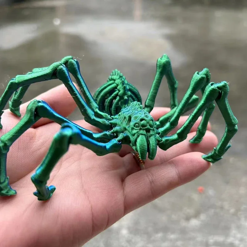 3D Printed Spider Movable Retractable Joint Fidget Toy Articulated Movable Elastic Spider Simulation Esktop Ornament Kid's Toy