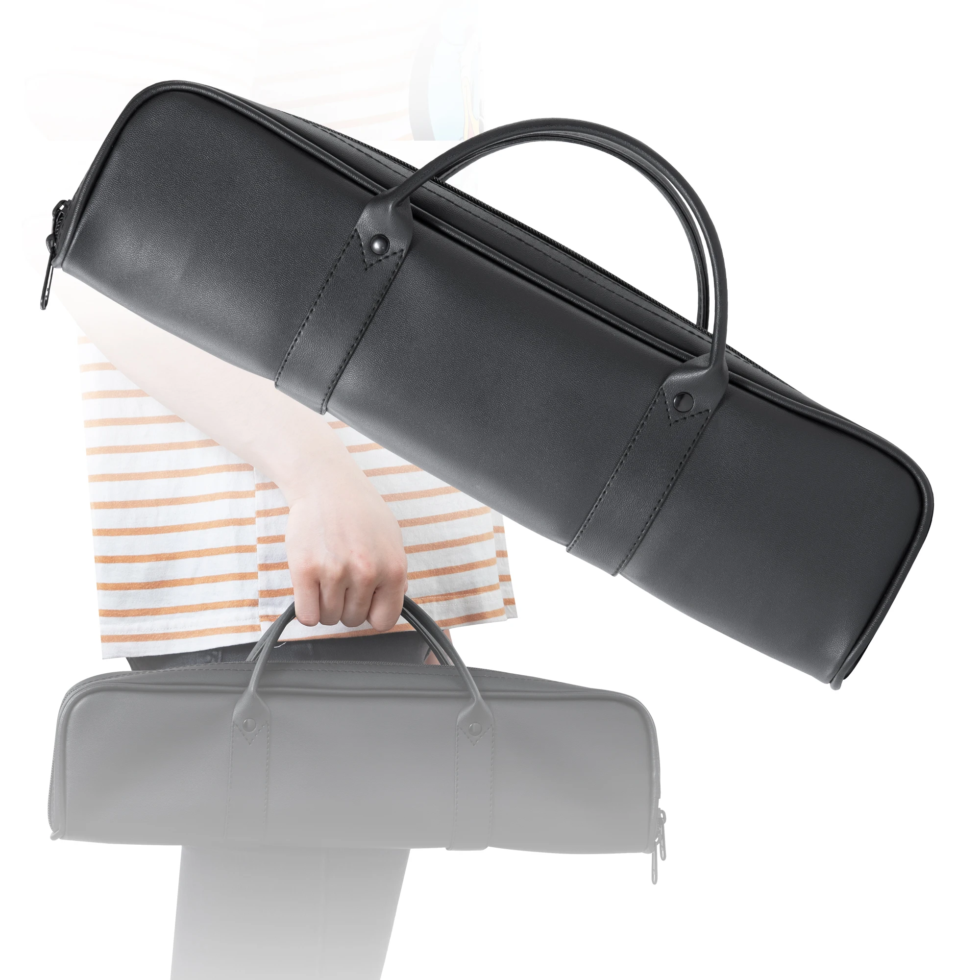 Lightweight Flute bag flute backpack  portable handbag for 16Hole 17 Hole Leather case Black Satchel Zipper Portable
