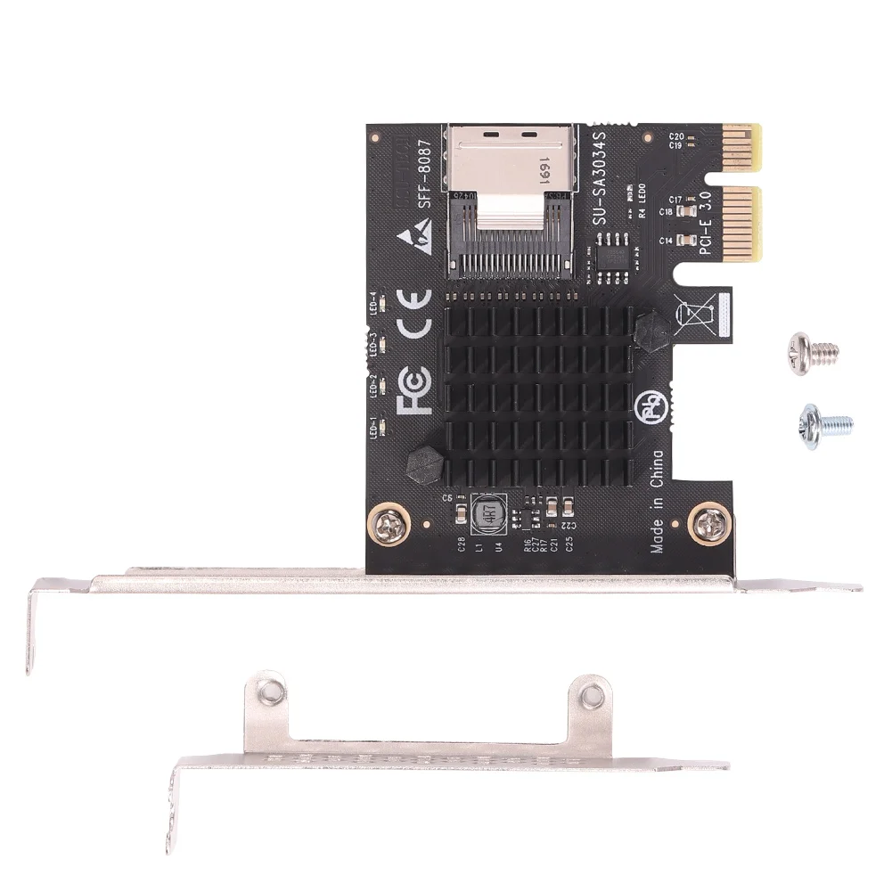 

Computer PCI-E 1x To Mini SAS SFF-8087 Riser Card for BTC Chia Mining PCI-E 1X To SATA Extension Adapter for Windows/Linux