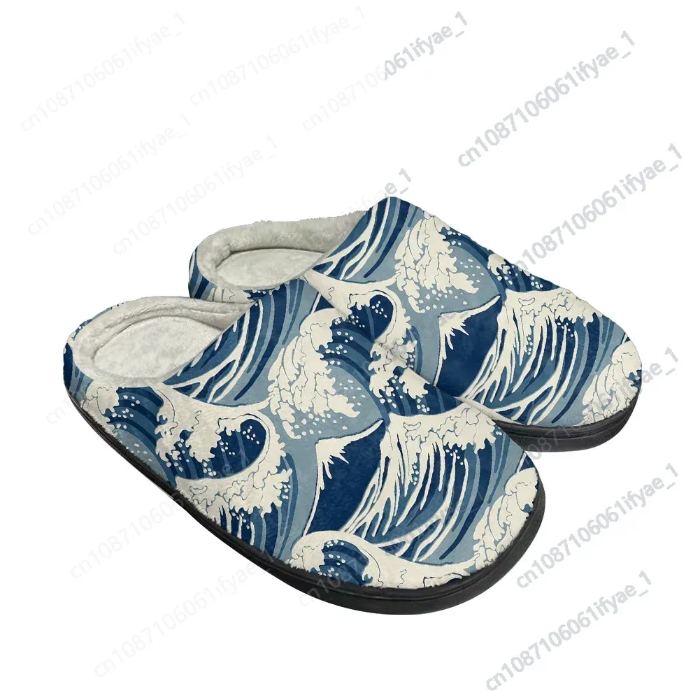 Hot Great Wave Home Cotton Custom Slippers Mens Womens Latest Sandals Bedroom Plush Indoor Keep Warm Shoes Cool Thermal Slipper