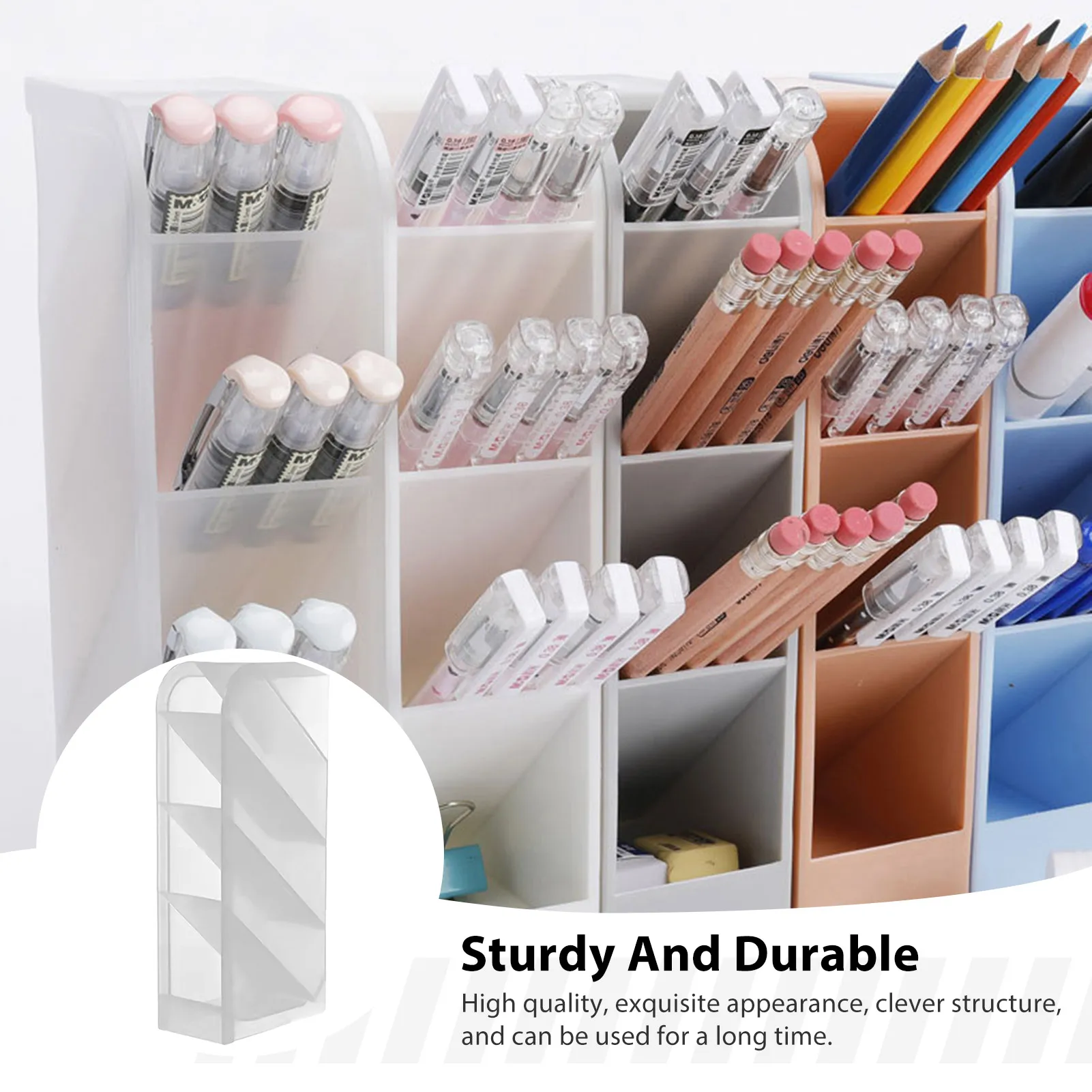 Multi-functional Stationery Storage Box Desk Multi-Layer Pen Holder Inclined Cosmetic Brush Storage Holder For Office Supplies