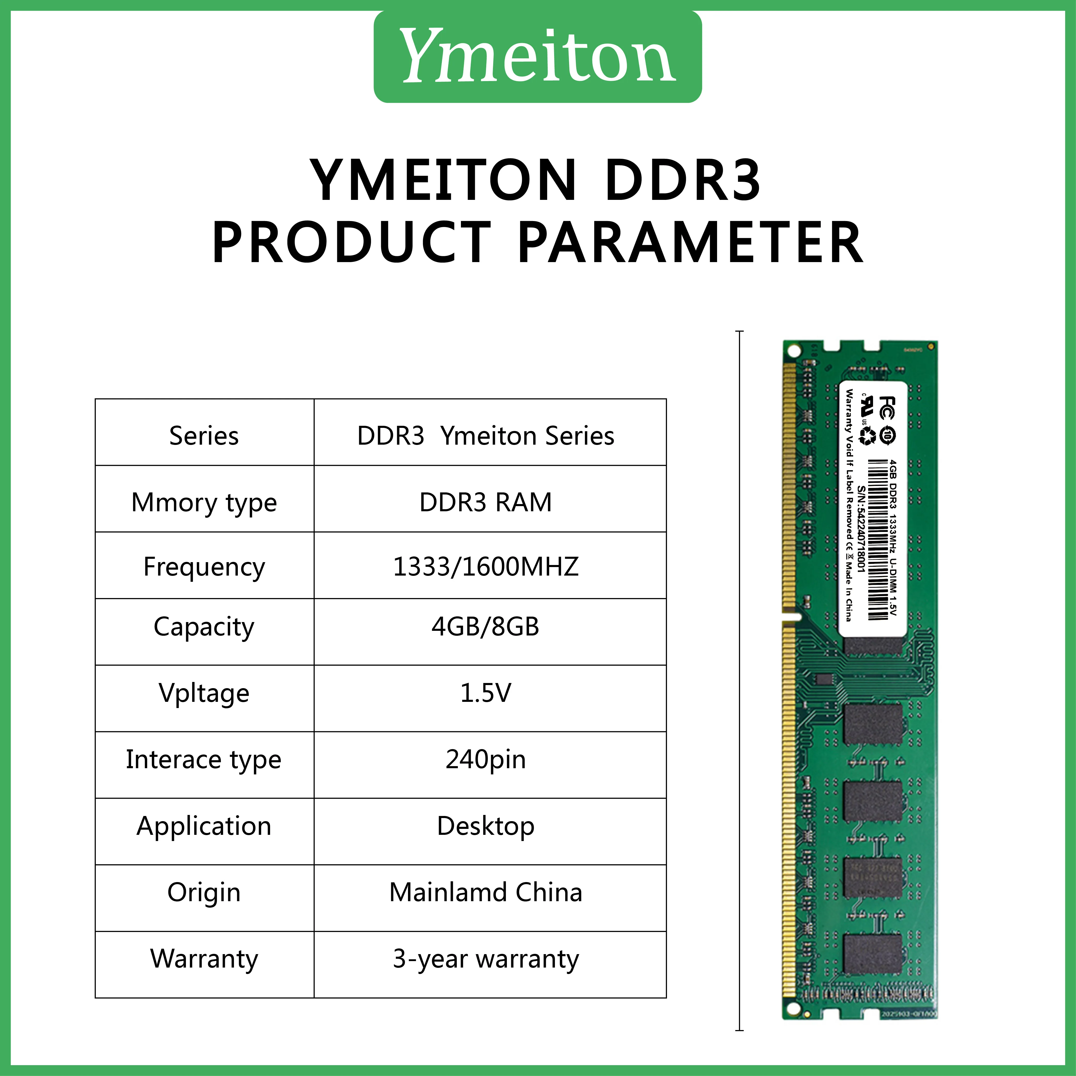 Desktop Memory DDR3 4GB 8GB 1600MHz 1333MHz RAM DDR3L 4GB 8GB U-DIMM RAM 240Pin 1.5V PC DDR3L Desktop Memory