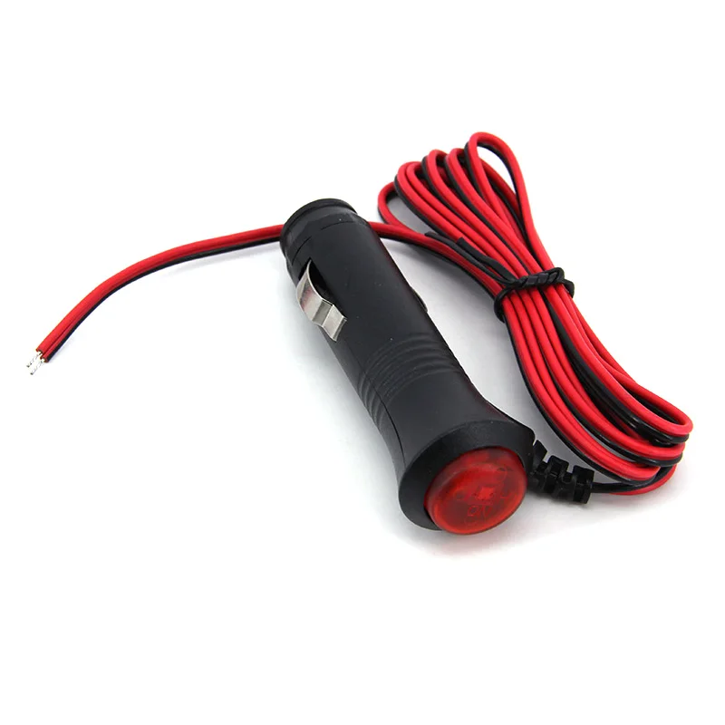 Car 12V Universal Cigarette Lighter Wire Plug with Switch Fuse LED Indicator Car Power Cord 1.5 meter
