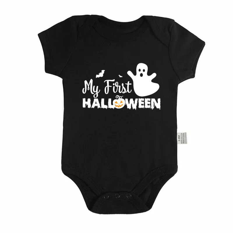 Halloween Baby Bodysuit My First BOO Pumpkin Newborn Boys Baby Girls Clothes Black Cotton Short Sleeve Romper One-pieces