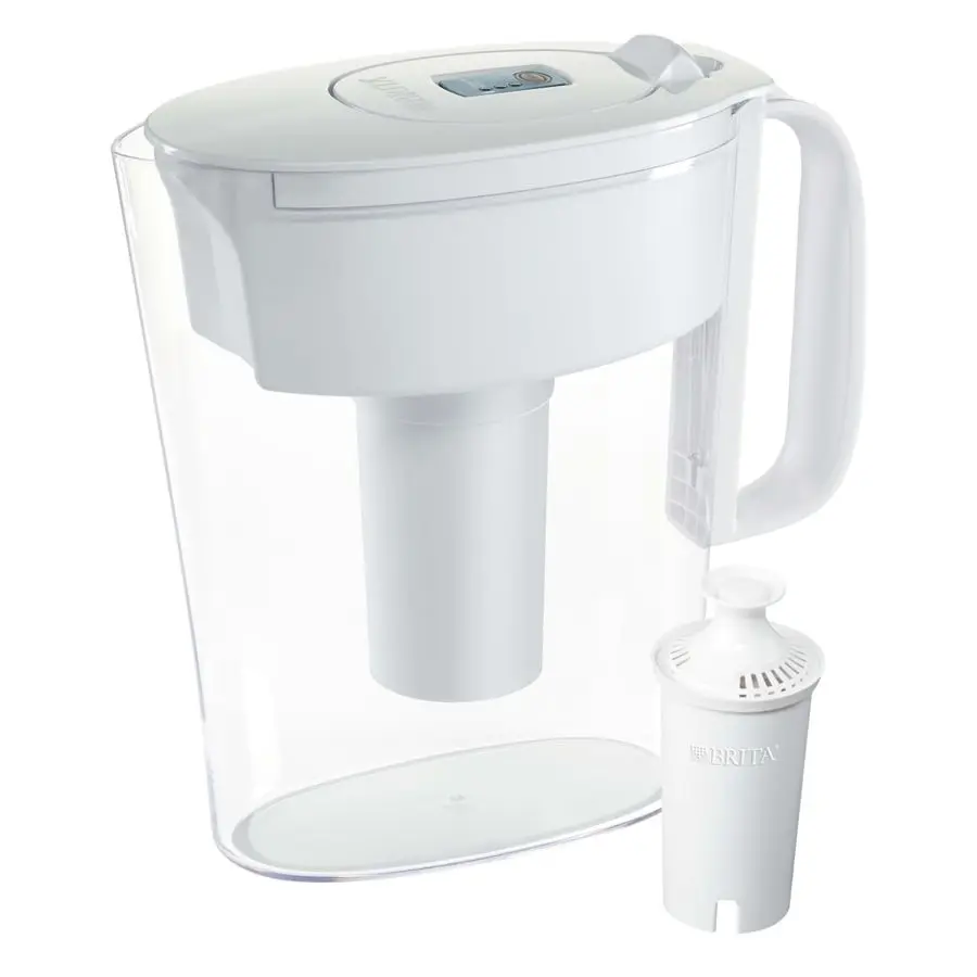 

Water Filter Pitcher for Tap and Drinking Water with 1 Standard Filter, Lasts 2 Months, 6Cup Capacity, BPA Free, White