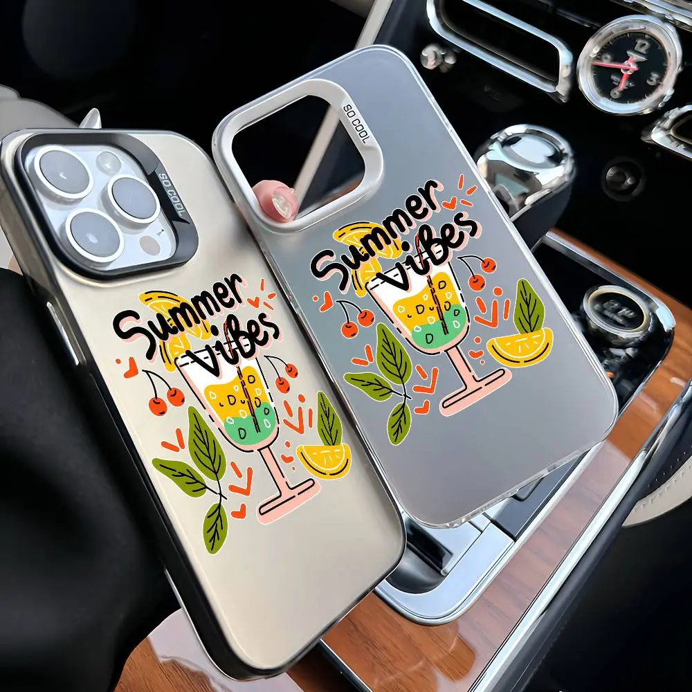 حافظة هاتف صيفية IMD لون فضي شل لهاتف آيفون 17 16 15 14 13 12 11 Pro Max Plus Air