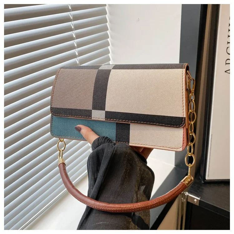 

​​2025 Summer Colorblock Square Bag Korean Style Shoulder Purse Chic Underarm Handbag for Women​
