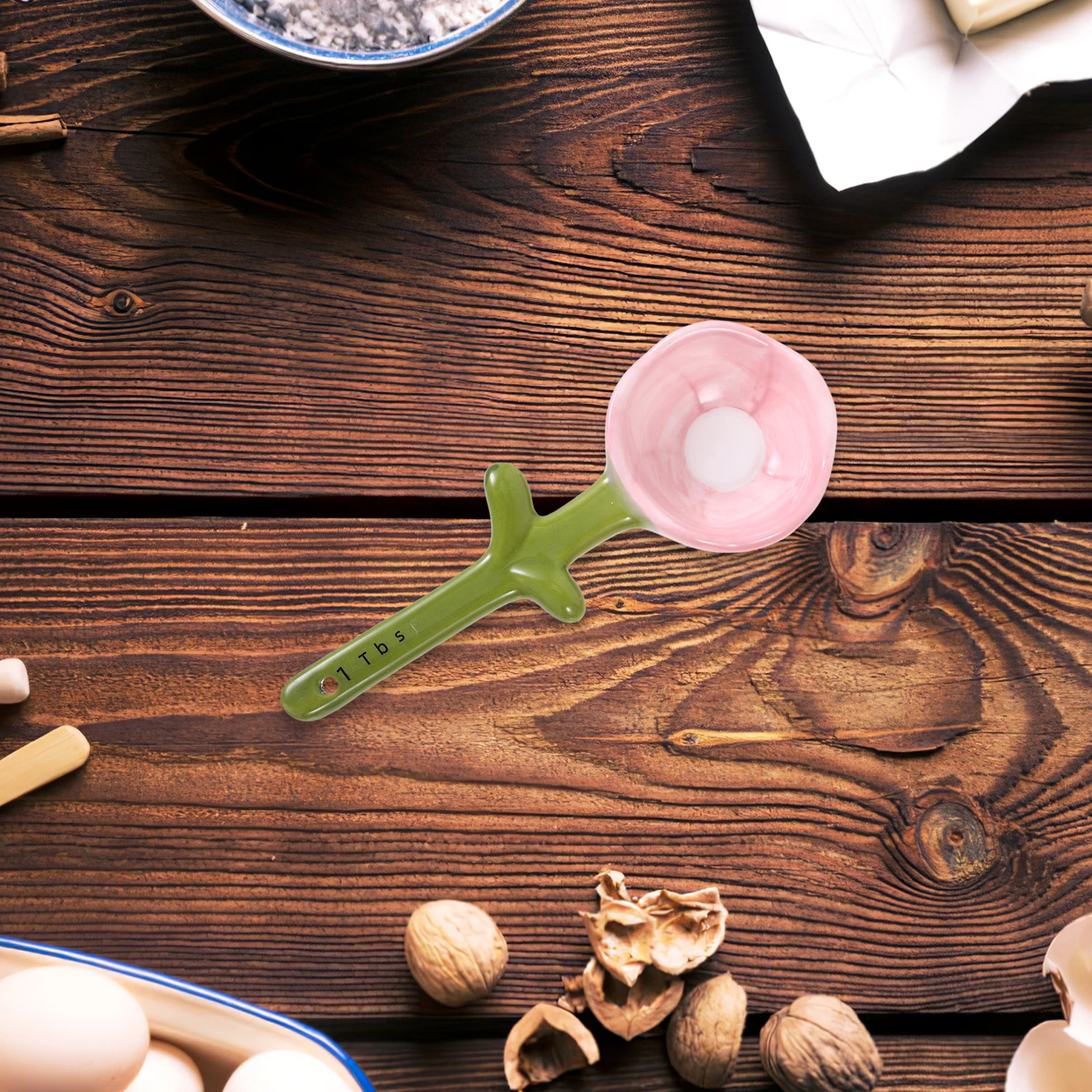 

1Set Ceramic Flower Measuring Spoon Set Graduated Base for Baking Milk Powder Sugar Coffee Beans Wet Dry Ingredients Kitchen