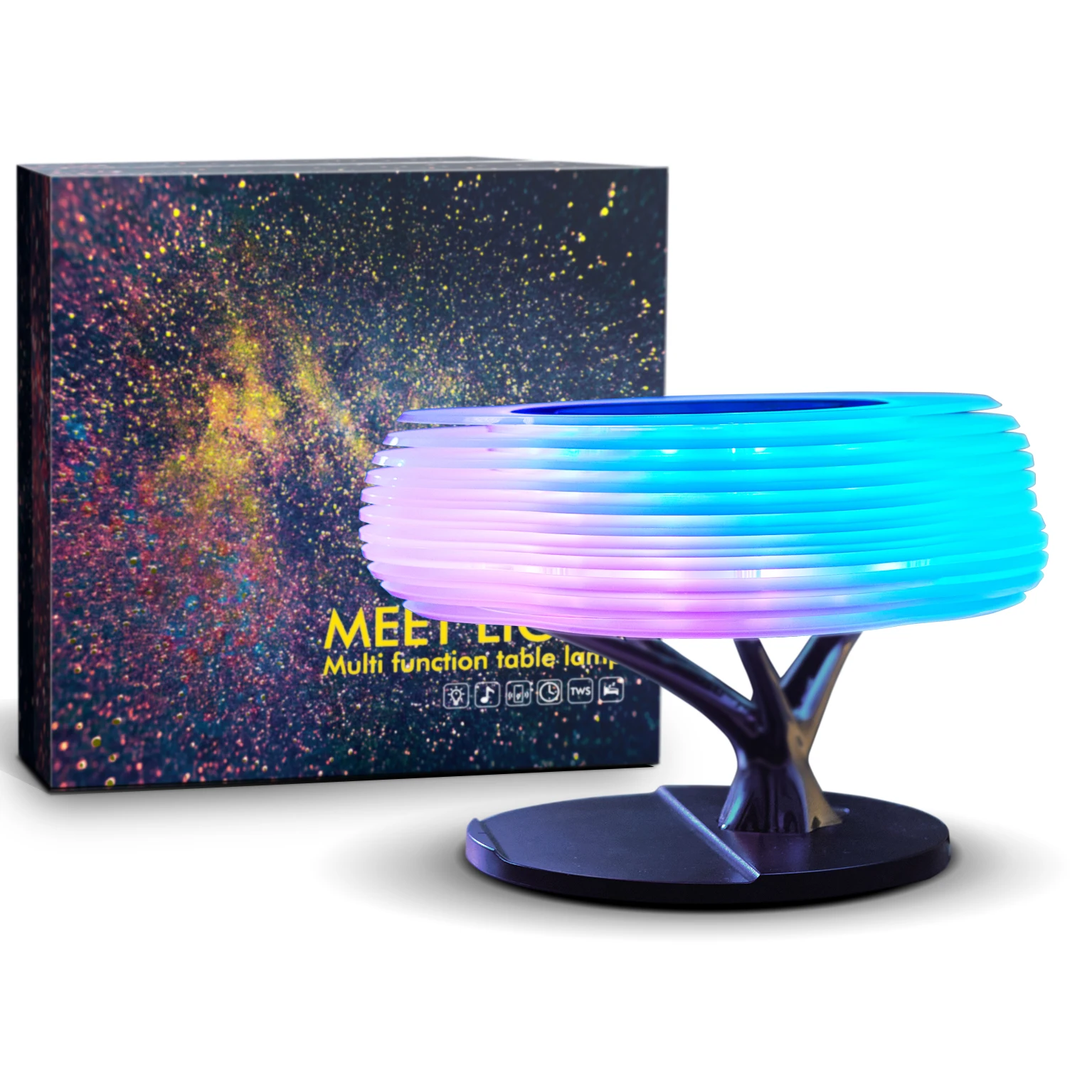 Drop shipping products 2023 RGB LED Color Change Desk Lamp Music System Portable Speaker Fast Wireless Charger with LED lamp