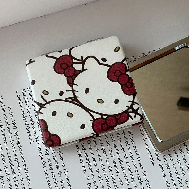 Sanrio Mirror Portable Small Mirror Hello Kitty Cinnamoroll Melody Folding Mirrors Double-Sided Pattern Makeup Gift For Girl image 6