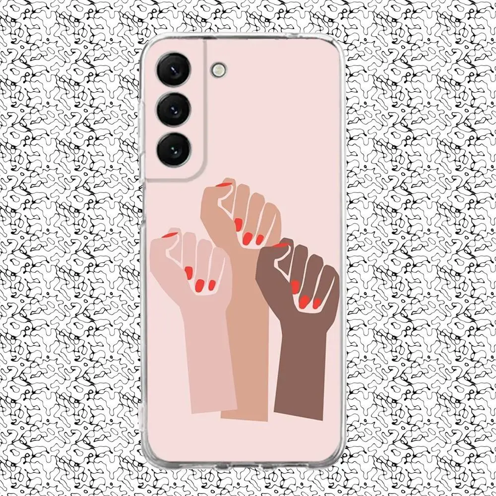 Феминистский эстетический чехол для телефона Samsung S24,30,21,22,23,20 FE,lite,PIus, Ultra,5G, Note,9,10 Прозрачный чехол