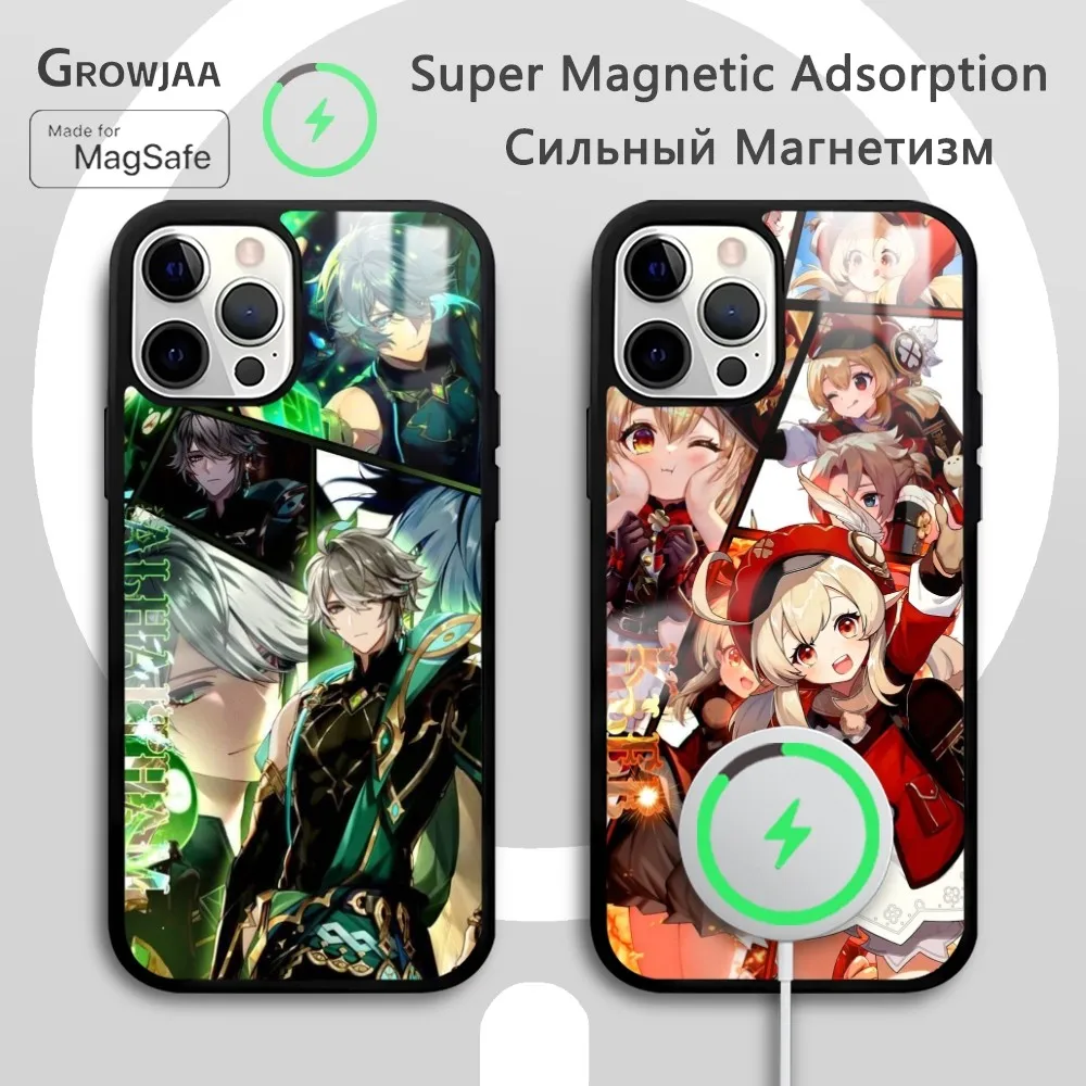 

KLEE Alhaitham Genshin Phone Case For IPhone 16 15 14 13 12 11 Pro Max Plus Mini Magsafe Mirror Wireless Magnetic Funda