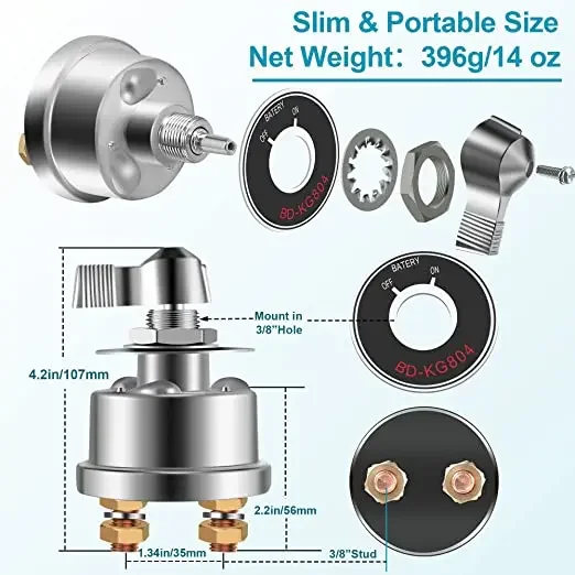 

Выключатель главного аккумулятора 12-48В 300А (вкл/выкл) для автомобиля, автофургона, грузовика, лодки, морского транспорта