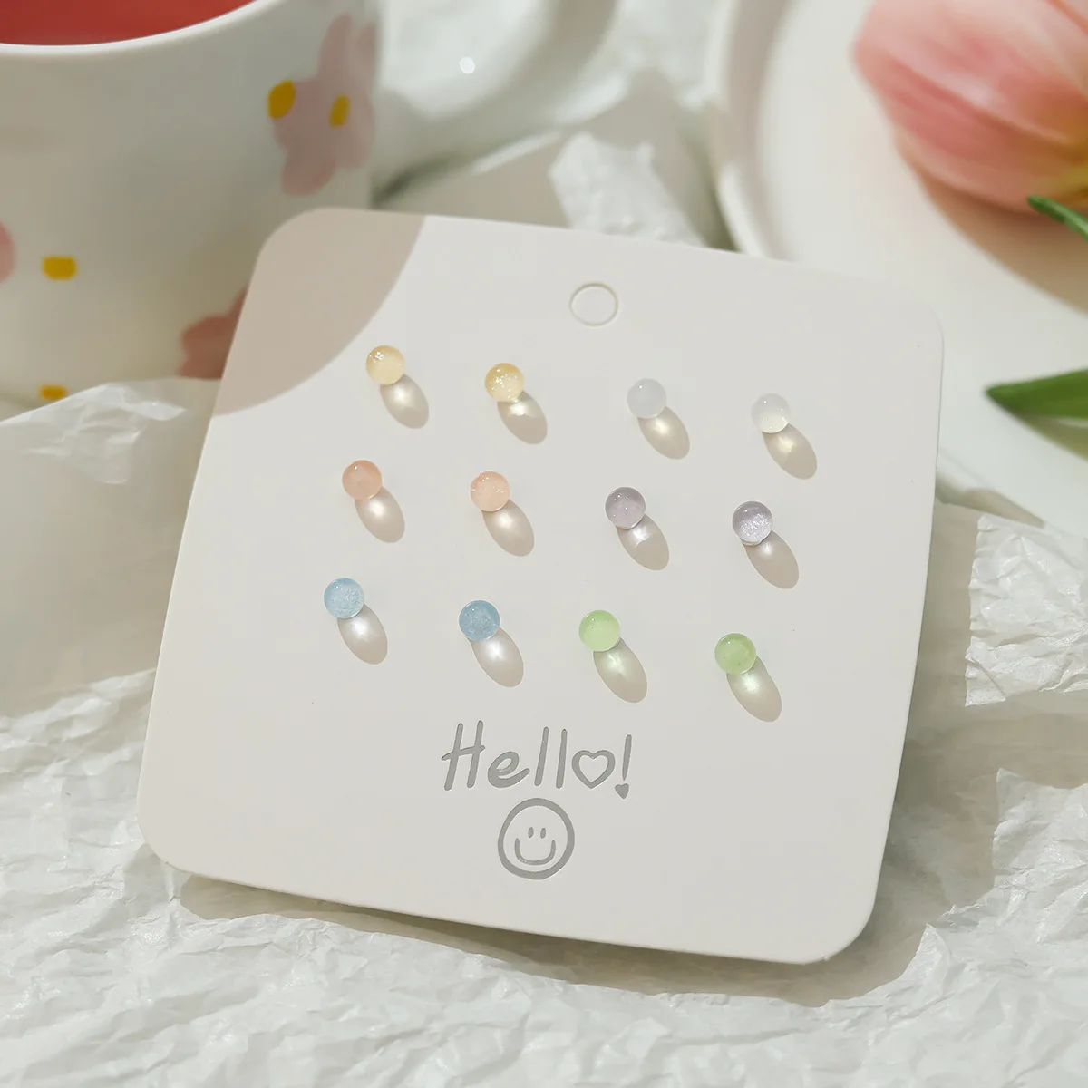 6 Pairs S925 Silver Needle Zinc Alloy Earrings Set  Color Flower Ball Shape Cute Fresh Sweet Earrings For Women Jewelry Gifts