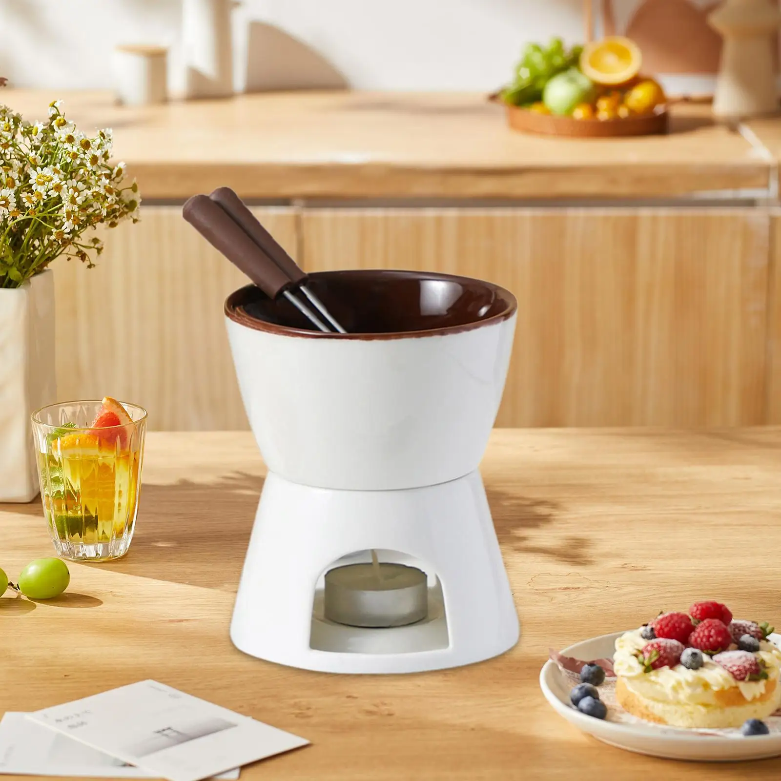 Chocolate Fondue Pot Tapas Cheese Melting Dining Party Butter Melt Pot 300ml Chocolate Fondue Pot Tapas Cheese Melting Dining Party Butter Melt Pot 300ml
