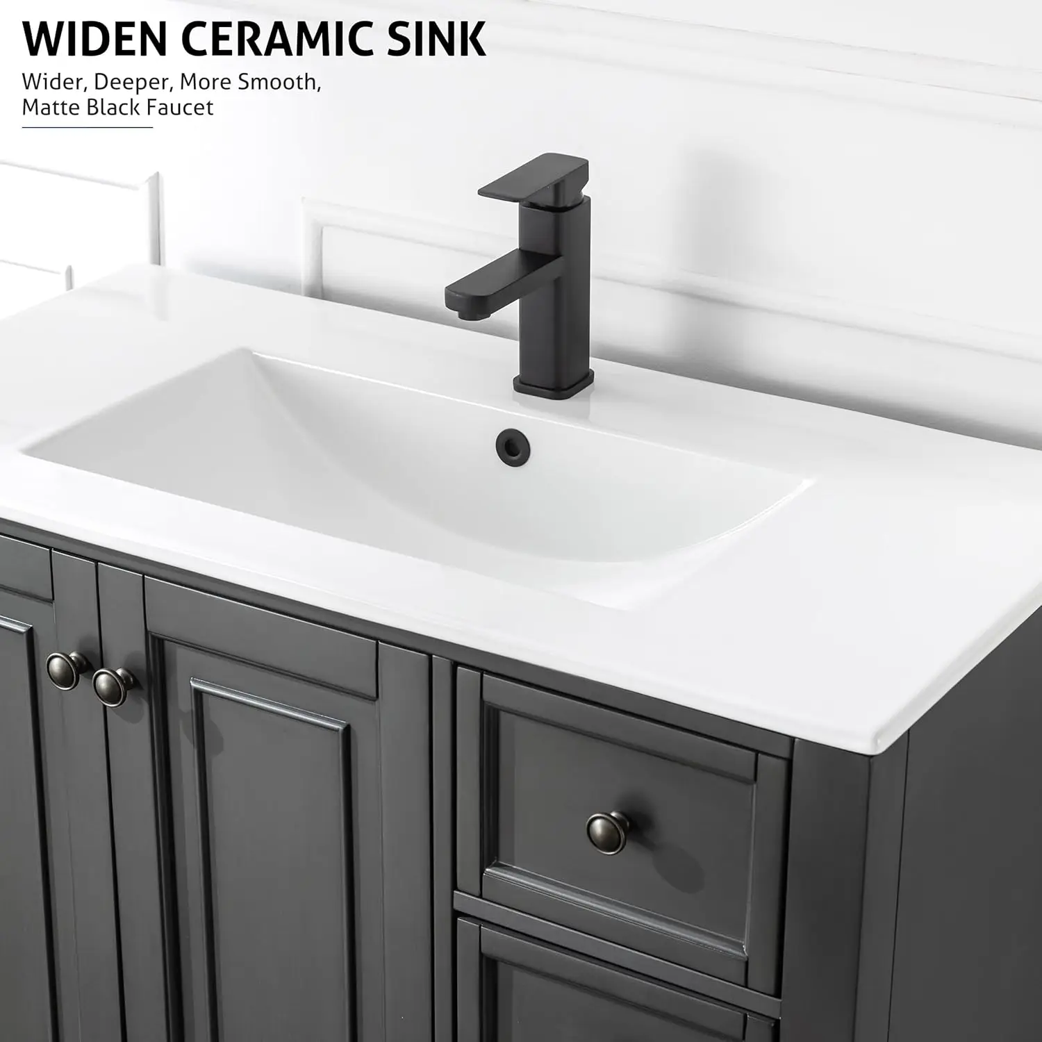 塗装無垢材のバスルームシンク,レトロな洗面化粧台,ひょうたん脚付きの収納キャビネット,ビンテージスタイル,36インチ