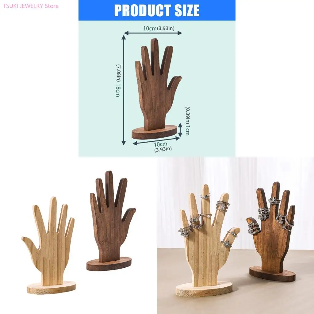 62KE 2 Pieces Natural Hand Shaped Stands for Showcasing Jewelry and Accessories