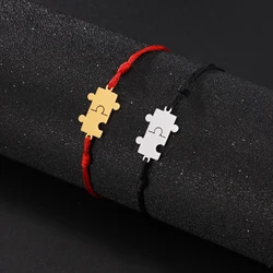 Unift Jigsaw Puzzle Bracelets for Women Black Red String Fashion Trendy BFF Couple Jewelry Paired Hand Bracelet Accessories Gift
