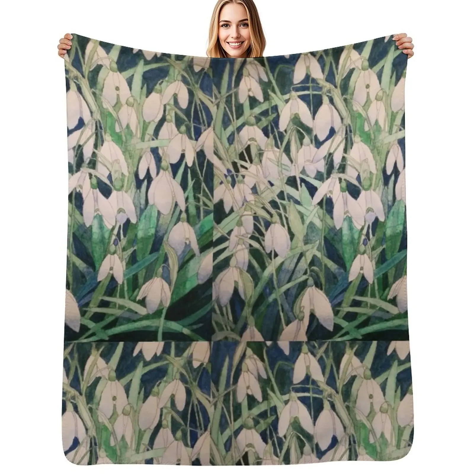 

Snowdrops watercolour painting Throw Blanket Sofa Fashion Sofas Heavy Bed Fashionable Blankets