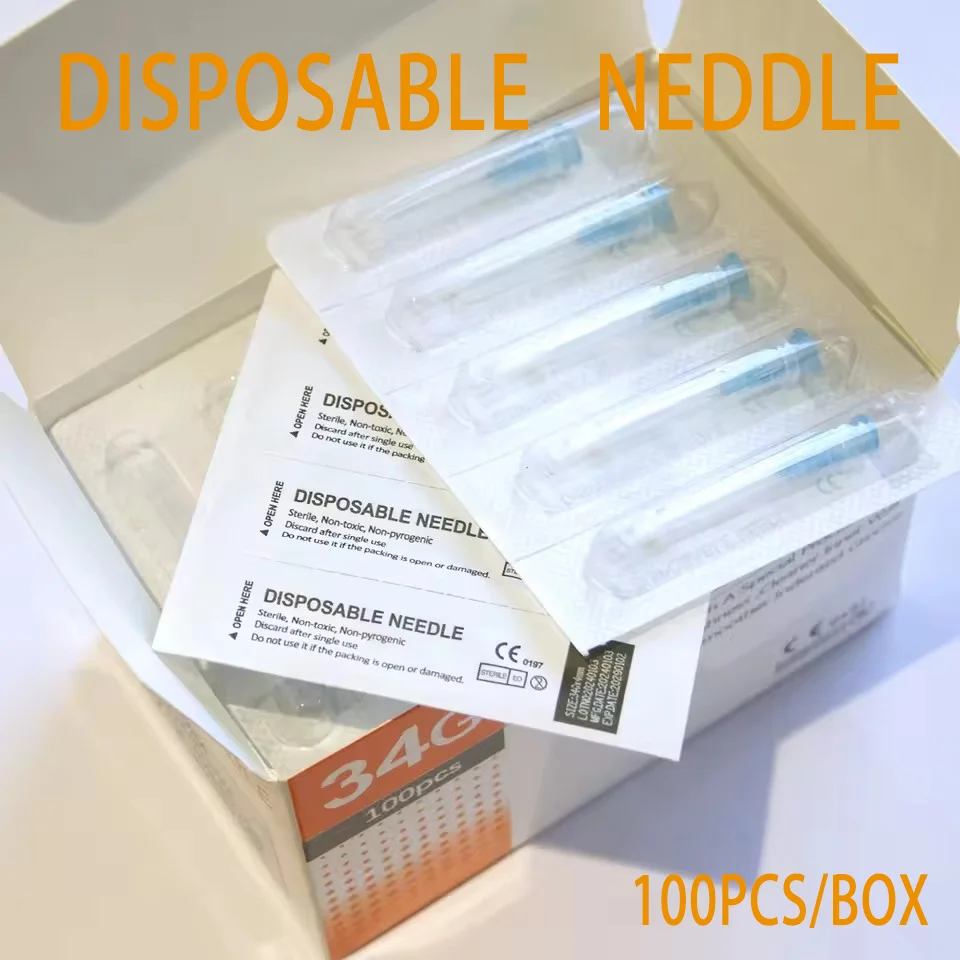 

Медицинский шприц игла для век, инструмент 30 г * 13 мм, 32 г * 13 мм, 34 г * 4 мм, безболезненное косметическое лечение для прецизионных медицинских процедур