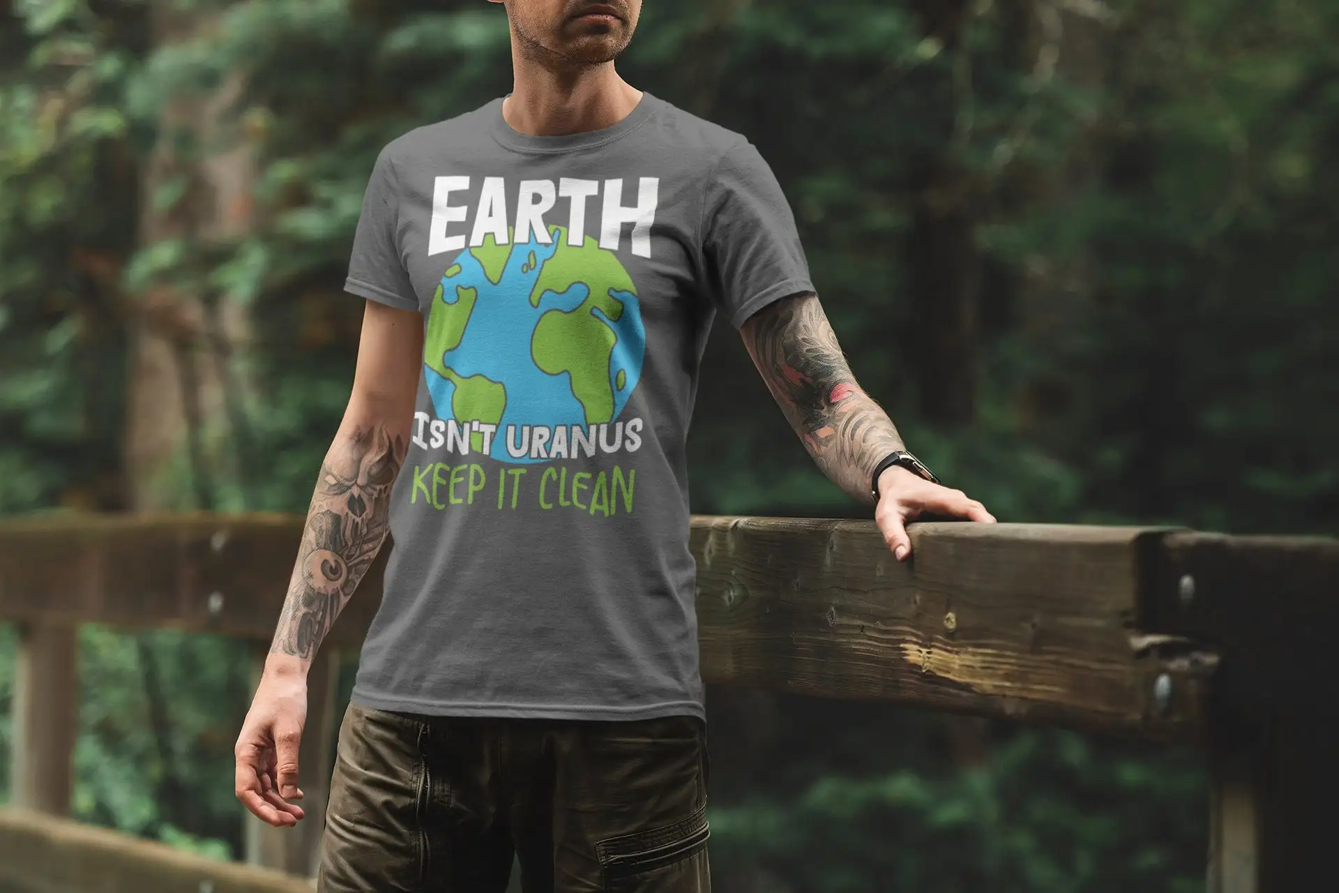 Men's Earth Day T Shirt Is Not Uranus Keep It Clean Globe Planet Global Warming GifT Man