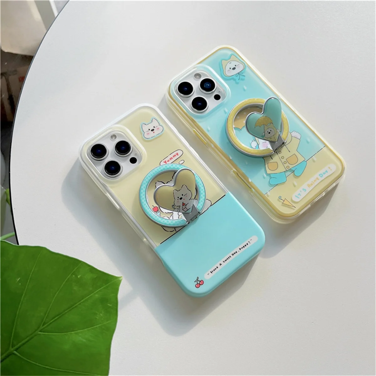 Coreano bonito dos desenhos animados filhote de cachorro magnético caso de telefone para iphone 16 pro 15 14 pro max capa com amor suporte para casos magsafe