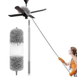 Retractable Duster Stainless Steel Long Handle Dusting Brush Car Household Cleaning Tools Microfiber Dust Chicken Feather