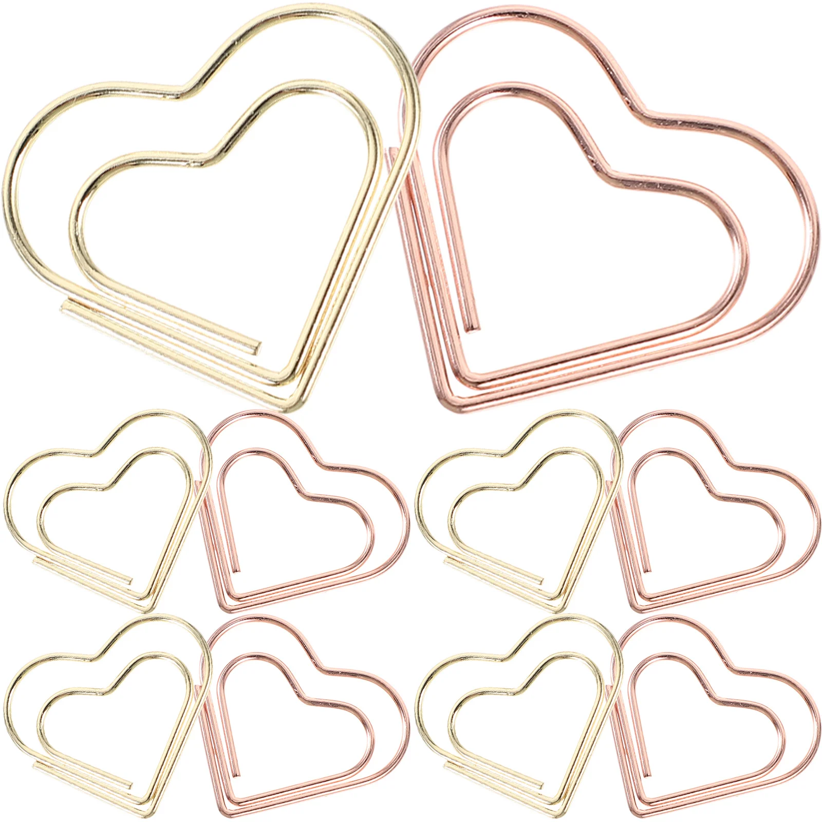24Pcs Heart Paper Clips Creative Shaped Aluminium Alloy for Office Study Scrapbook Decorative Document Clips