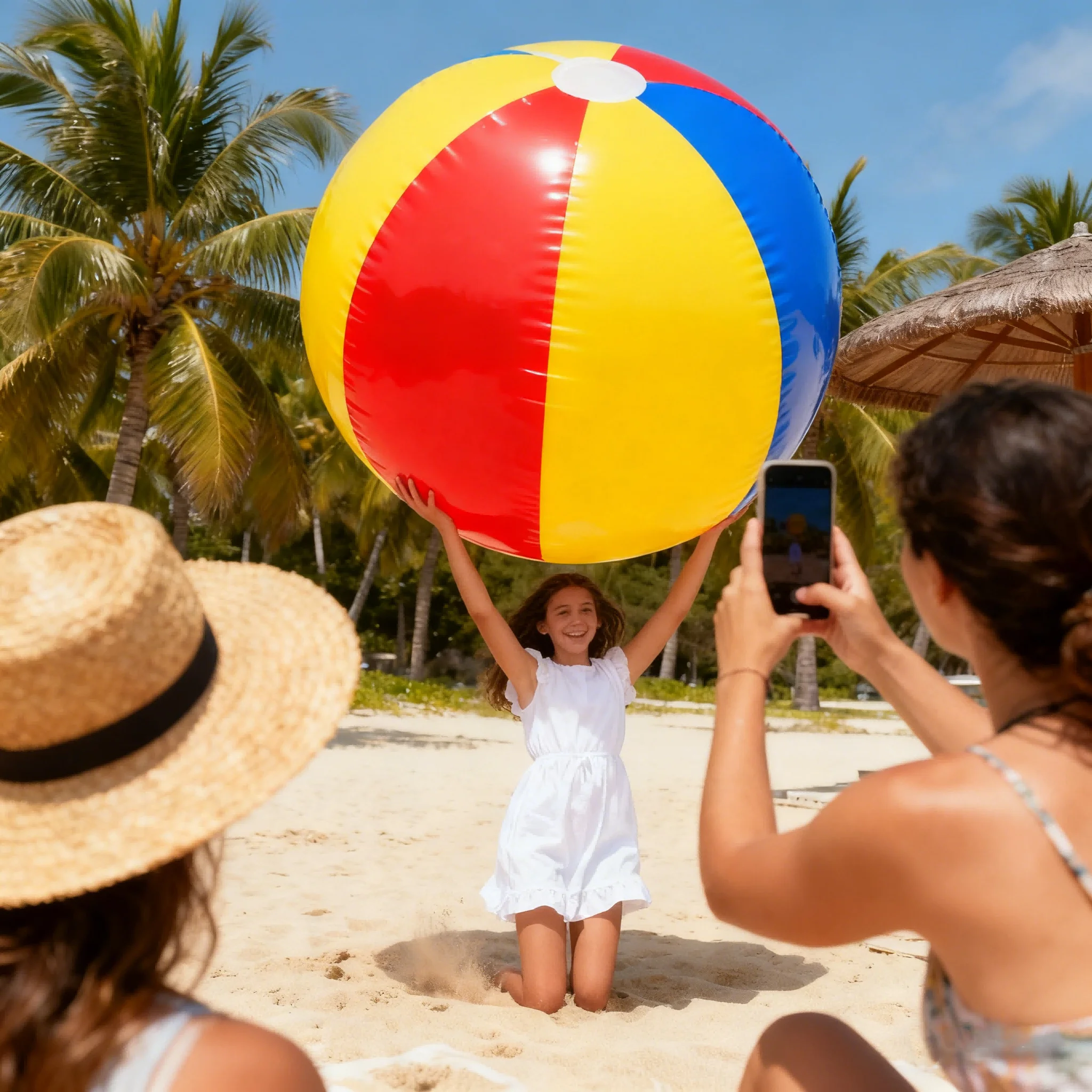 150/200cm Giant Durable PVC Inflatable Beach Colored Ball Summer Water Pool Party Multiplayer Throwing Game Outdoor Safe Fun Toy