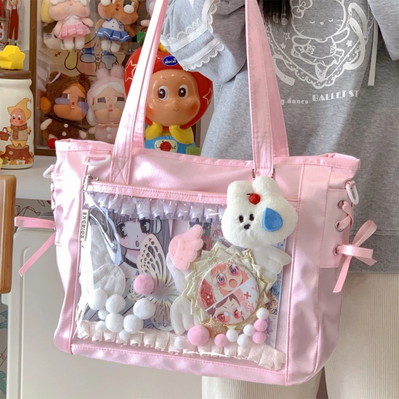 Japan Style Itabag Transparent Shoulder Crossbody Bag Casual Tote Sweet Girls Star-chasing Bag Can Hide Light Badge