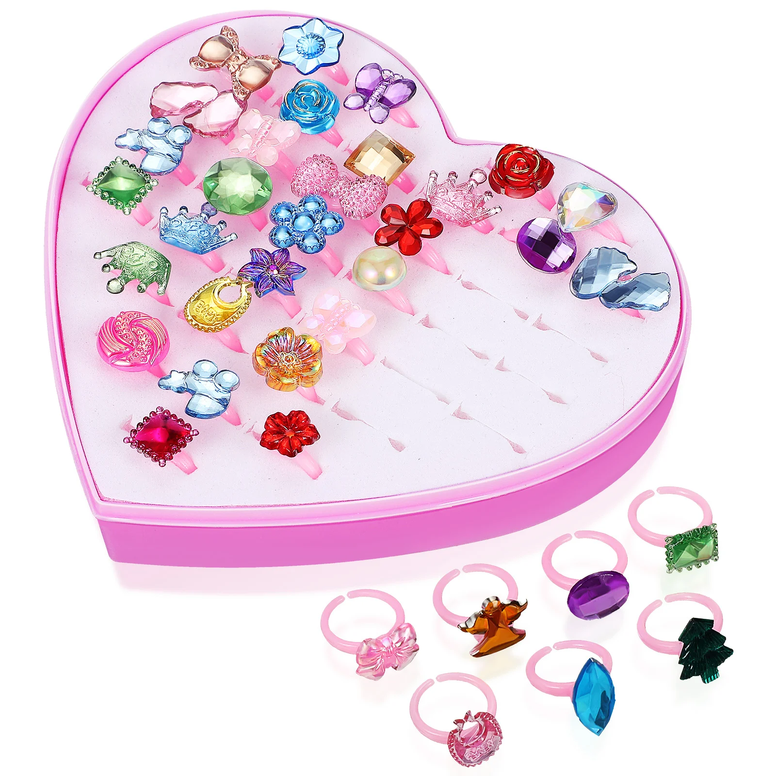 

36 Pcs Girl's Crystal Ring Rings for Girls Jewelry Plastic Kids Children Toddler Baby