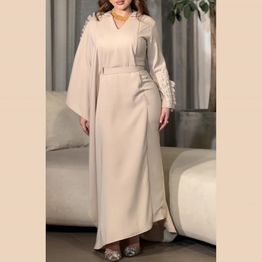 Abito da ballo Arabia saudita Prom Charmeuse Applique telai natale dritto scollo a v abito da occasione su misura abiti Midi