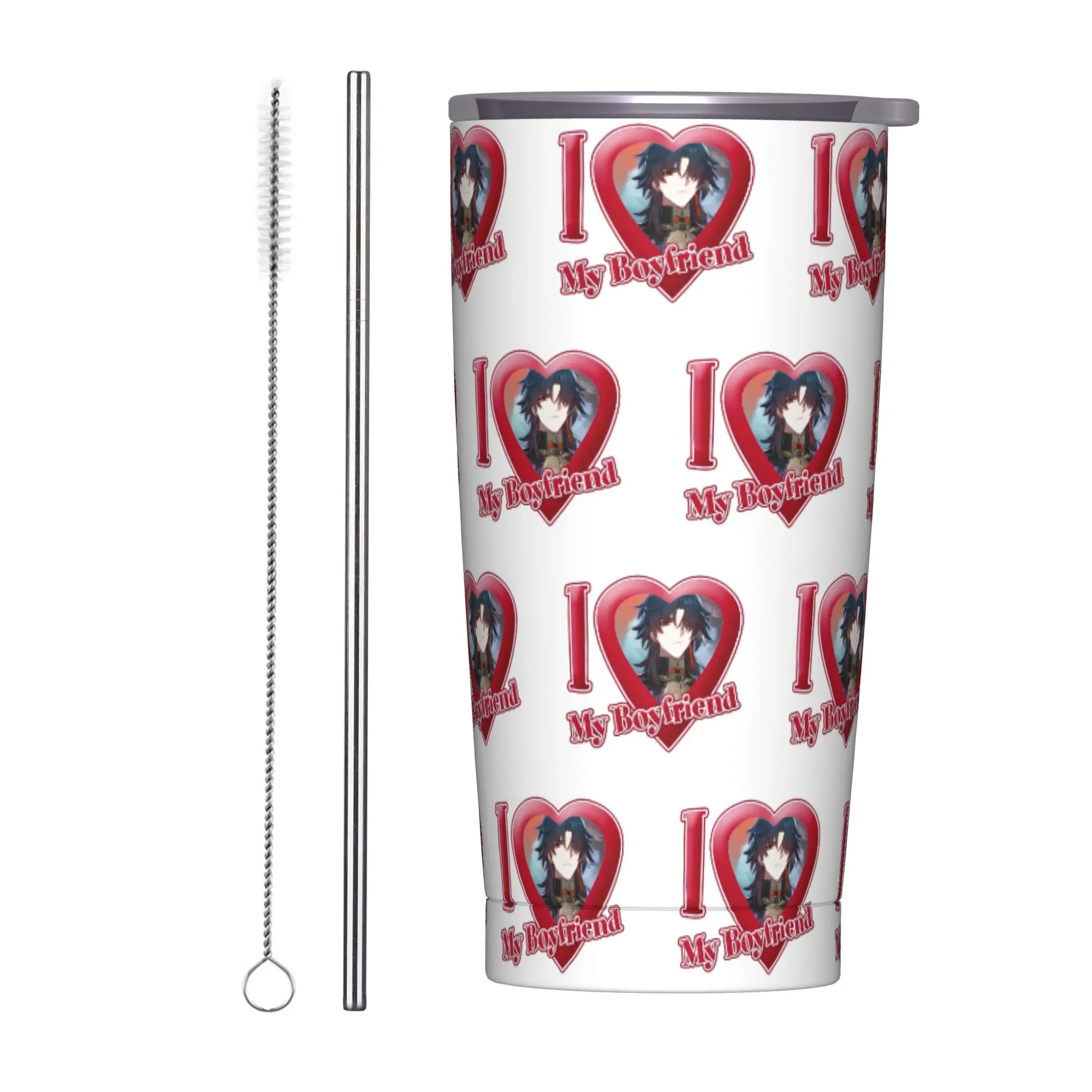Honkai Star Rail Blade I Love My Girlfriend Tumbler Vacuum Insulated Thermal Cup with Lid Straw Outdoor Mug Hot Cold Drink, 20oz